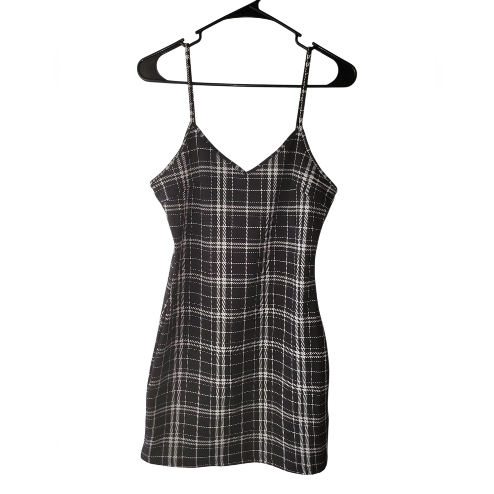 Shein | Black Plaid Print Cami Dress Size Medium